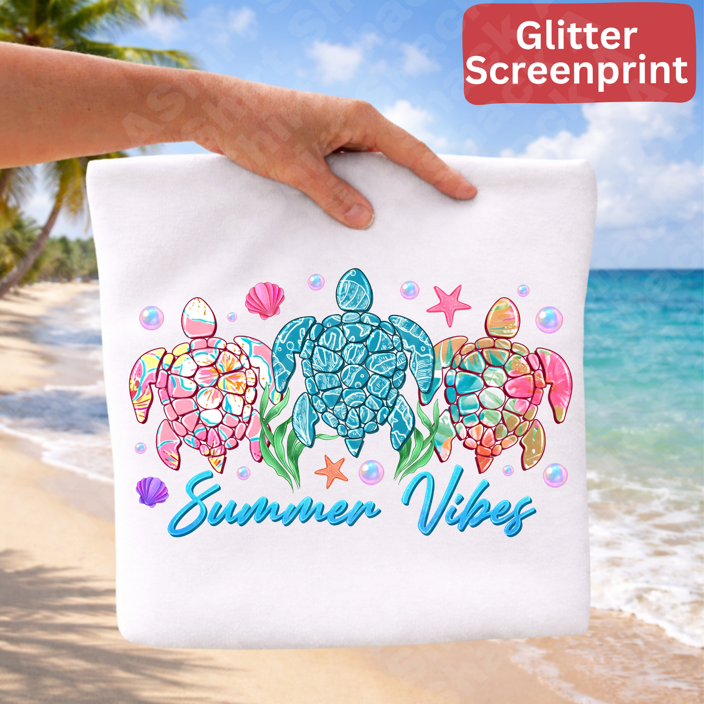 230 turtles (Glitter screenprint)