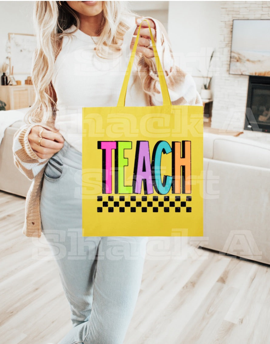 Teach Checkered, Small Tote Bag