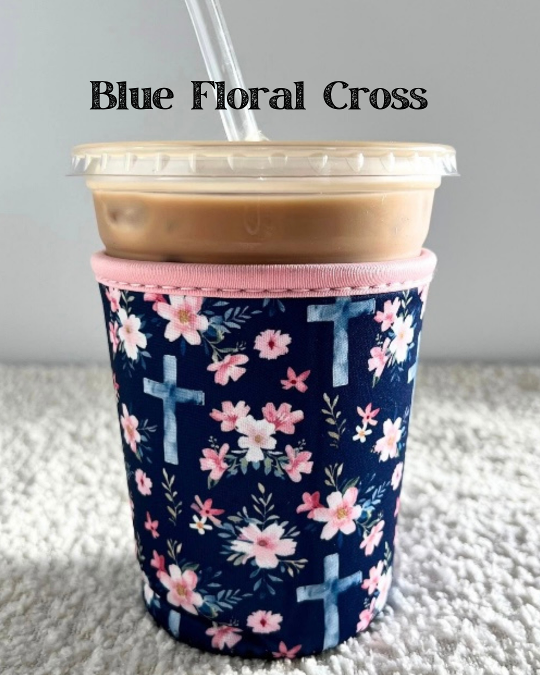 Floral Cross, Small Coffee Koozie