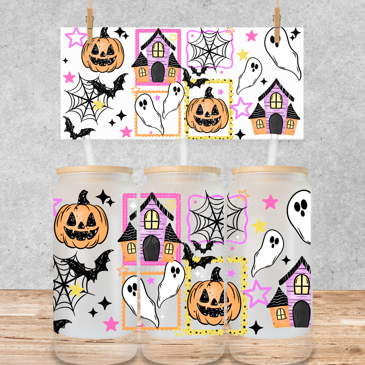 Spooky haunted house stamp