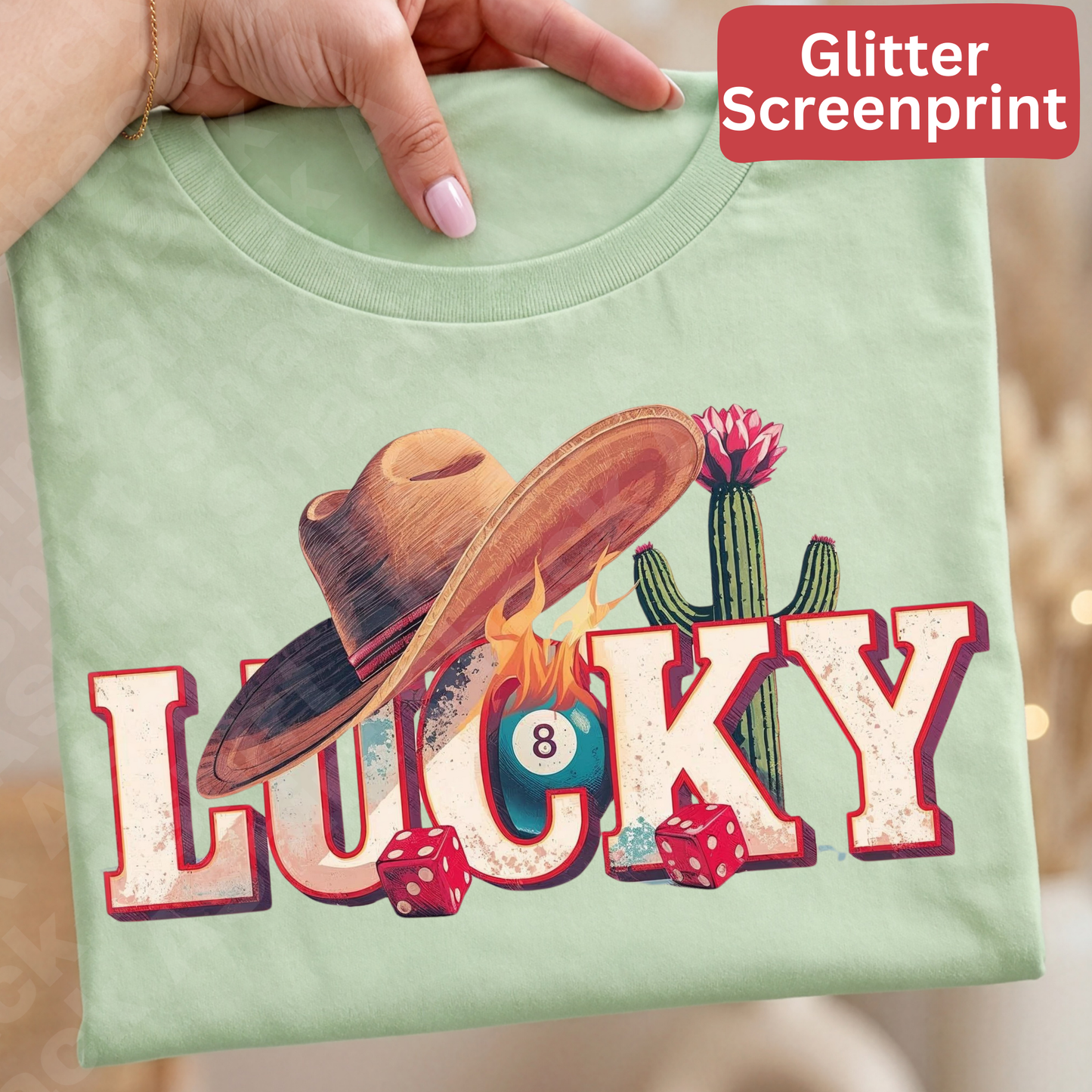 73C lucky (Glitter Screenprint)