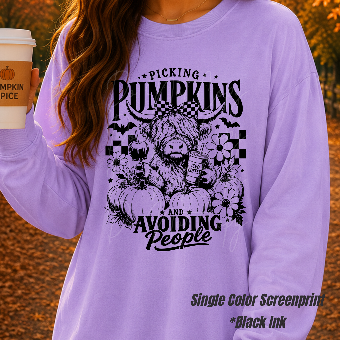 224 picking pumpkins **SINGLE COLOR SCREENPRINT BLACK INK**