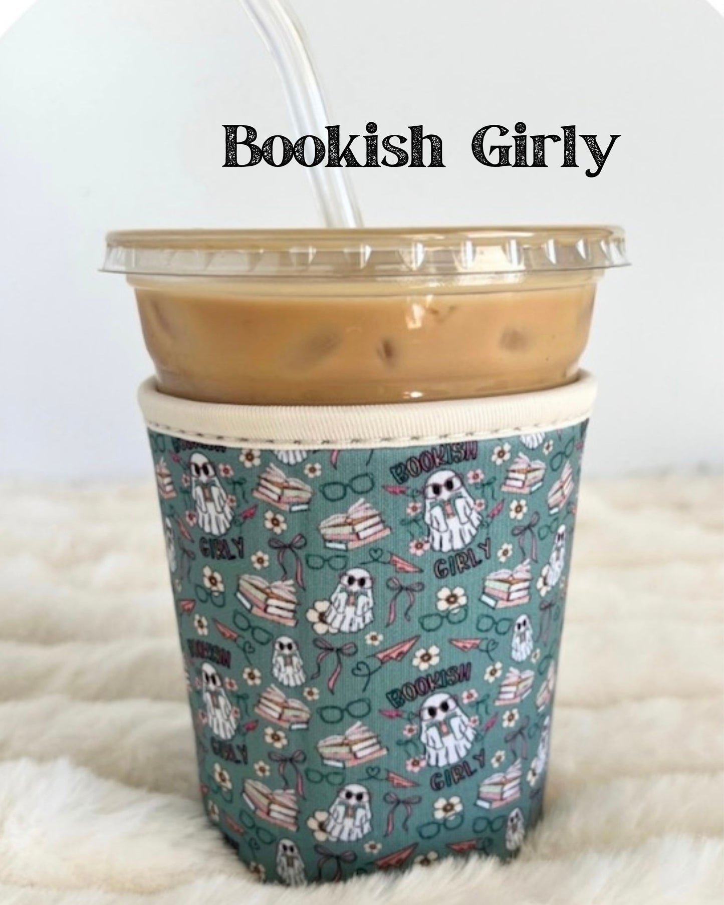 Bookish Girly Ghost, Small Coffee Koozie