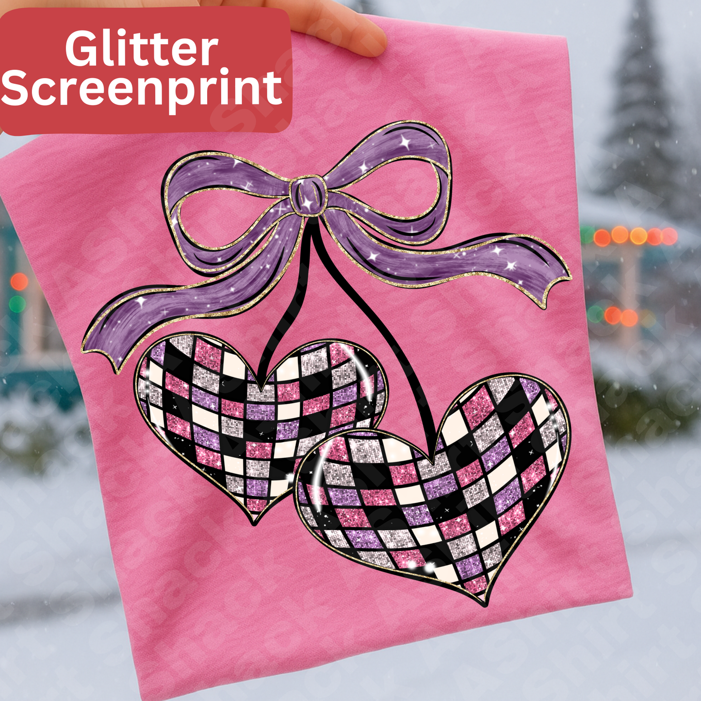 33 Disco Heart Cherries (Glitter)