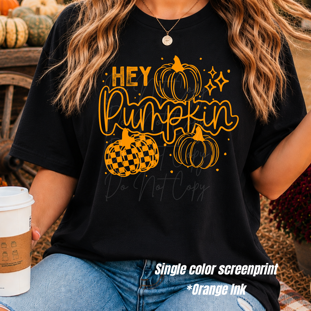 Hey pumpkin ** Single Color Screenprint Orange Ink