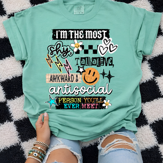 32C I’m the most talkative, awkward and antisocial person you’ll ever meet.