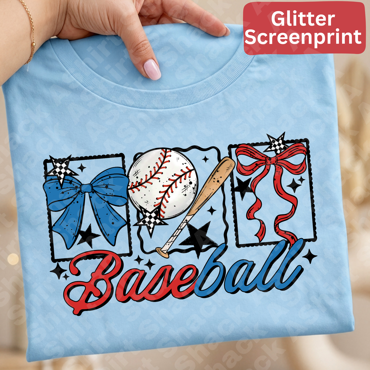 5 baseball (Glitter Screenprint)