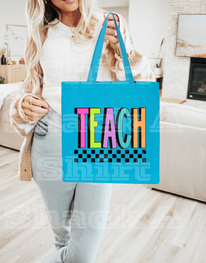 Teach Checkered, Small Tote Bag