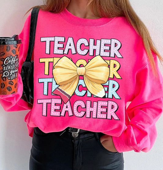 Teacher Dots with Pencil Bow