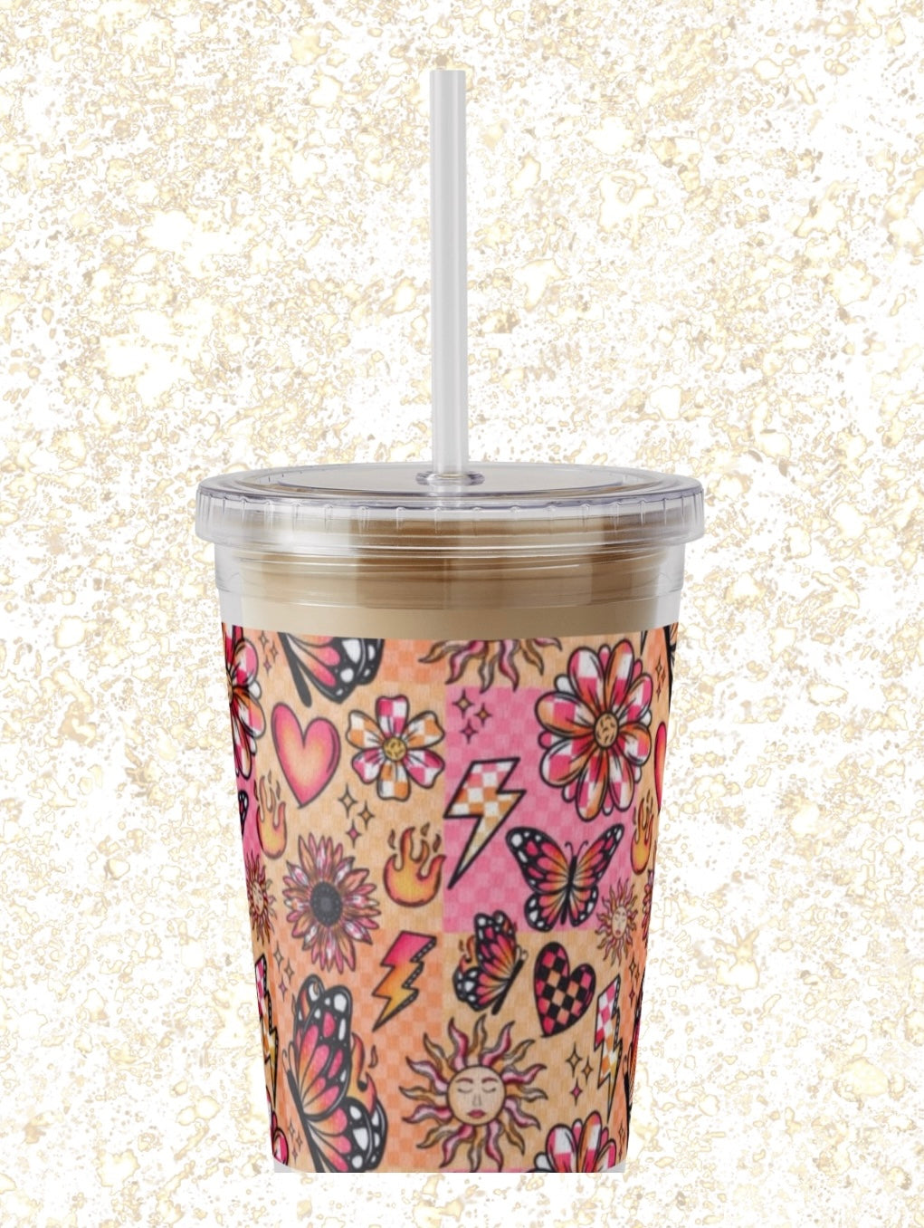 Pink and Orange, Large Coffee Koozie