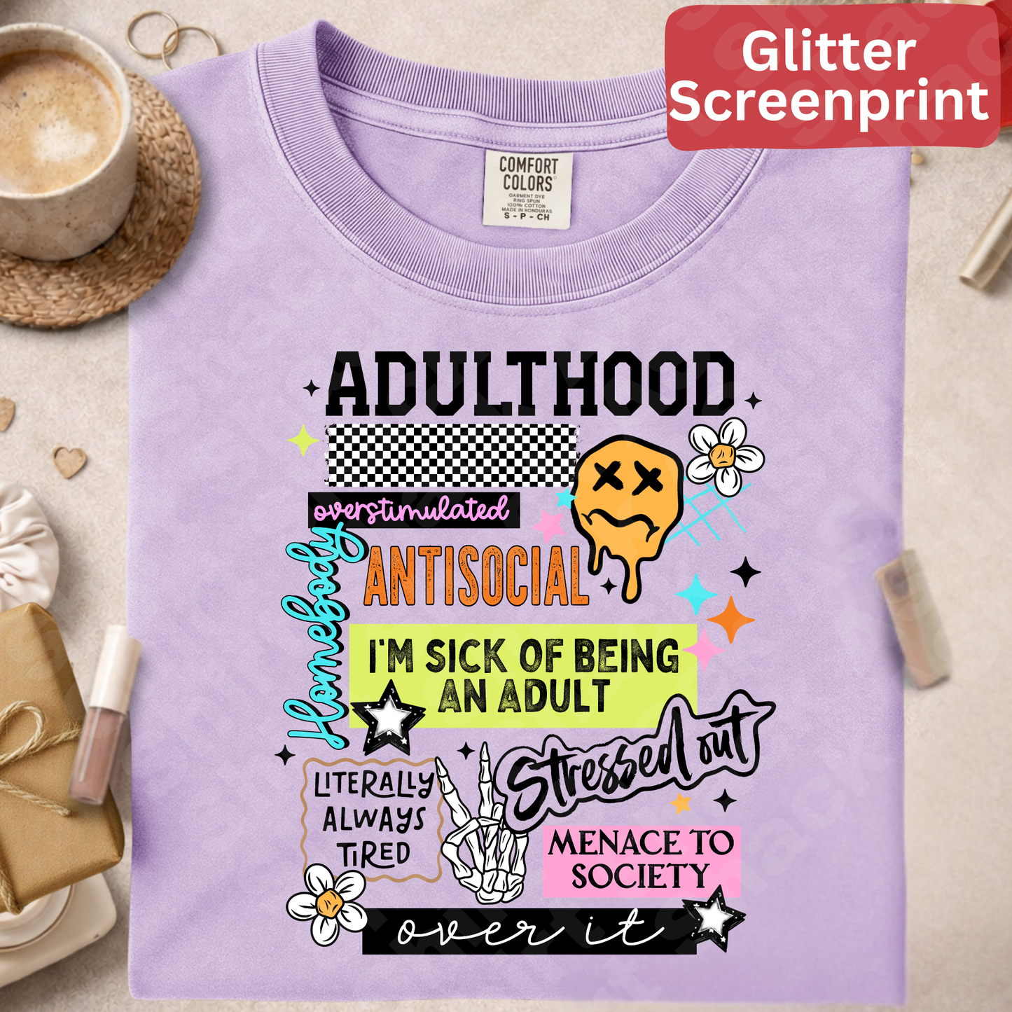 224 adulthood (Glitter Screenprint)