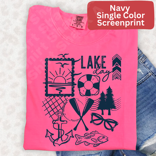 lake day (Single Color Screenprint)*NAVY INK*
