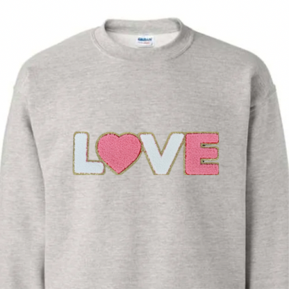Love, Pink and White Chenille Patch