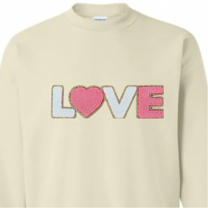 Love, Pink and White Chenille Patch