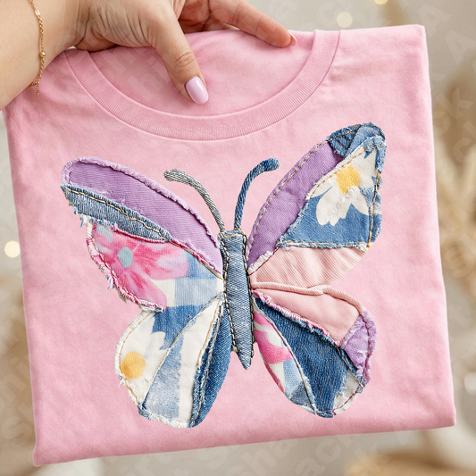 60C patchwork denim butterfly ￼