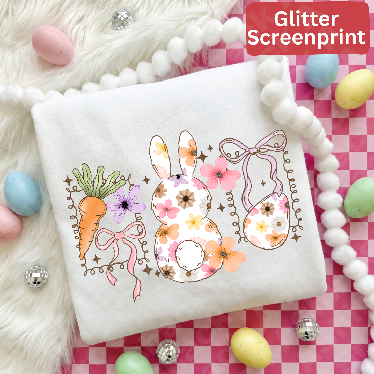 8F bunny stamps (Glitter Screenprint)