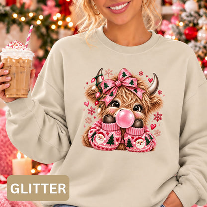 Christmas Highland Cow *GLITTER