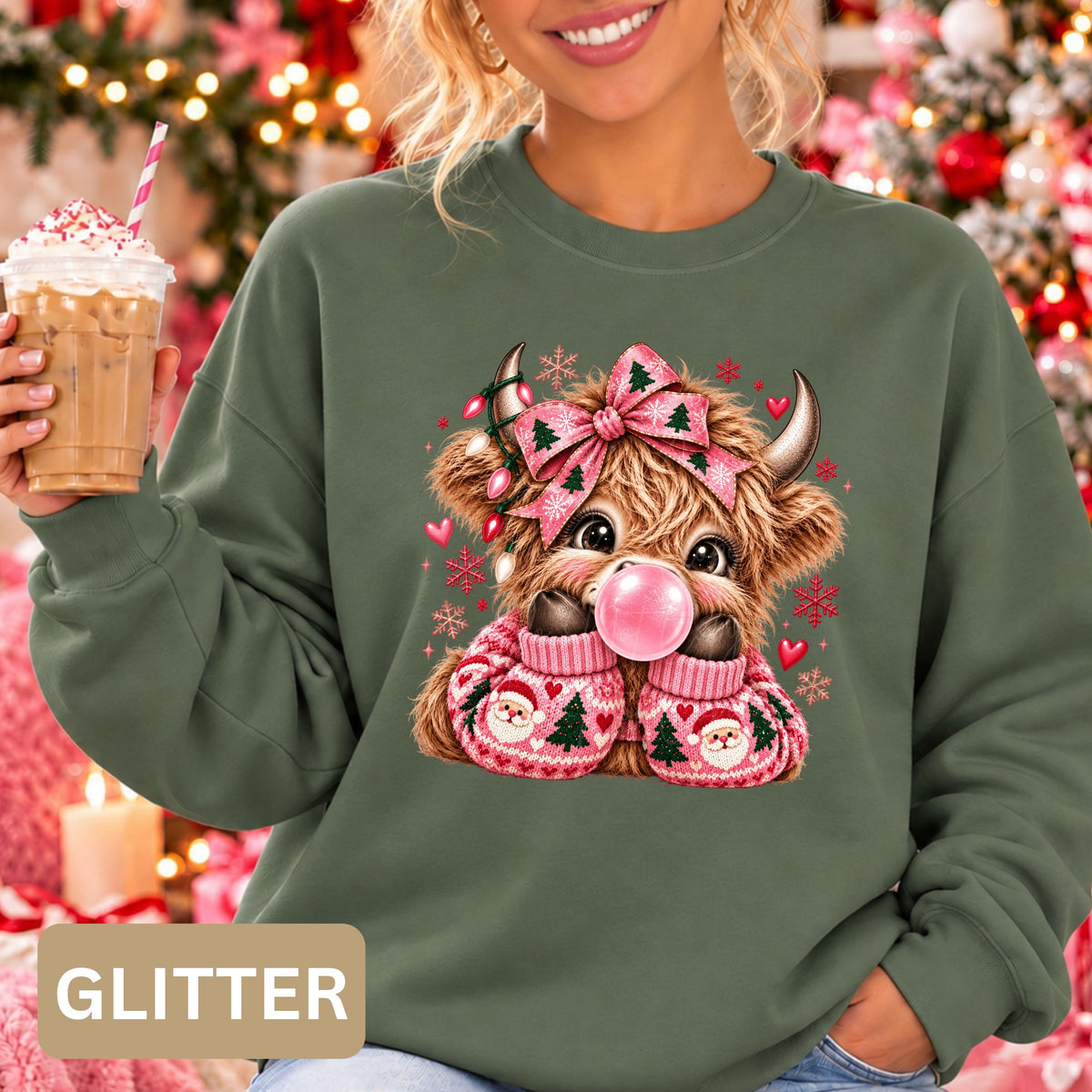 Christmas Highland Cow *GLITTER