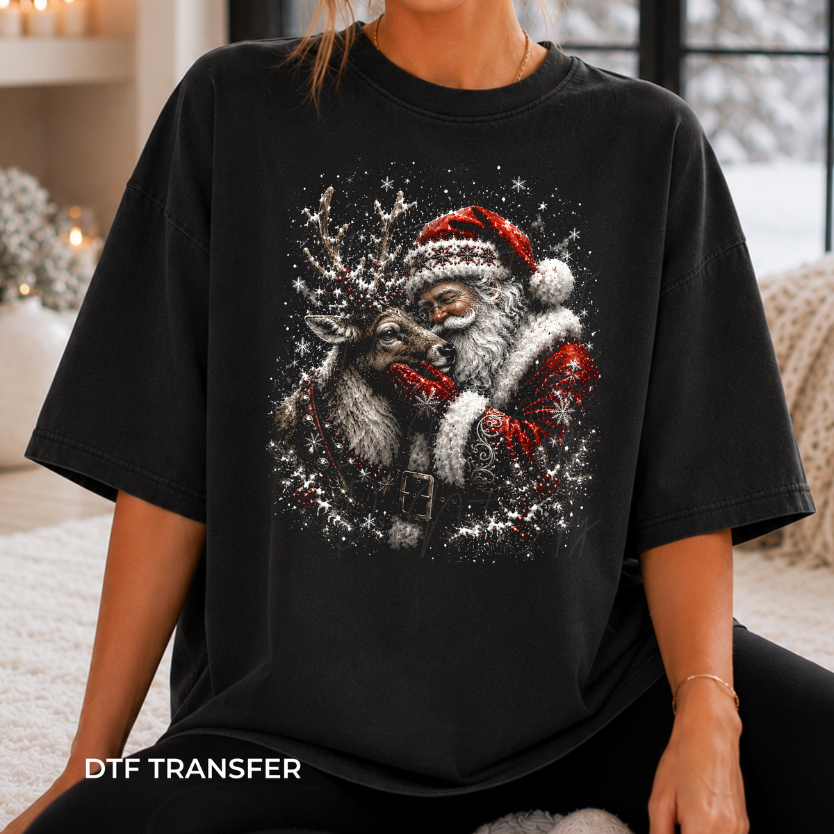 Santa and Reindeer *Halftone