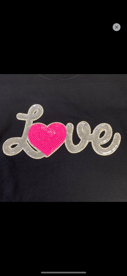 Love, Pink Heart, Sequin