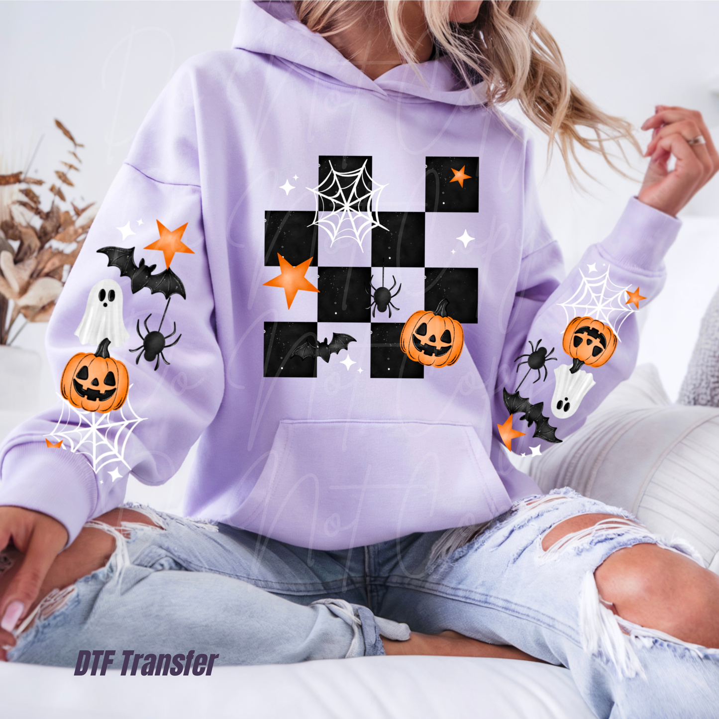checkered Halloween double sleeve
