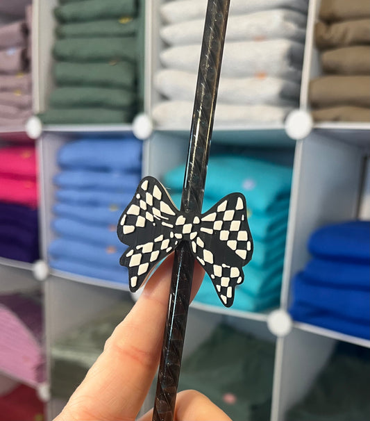 Checkered Flowy Bow