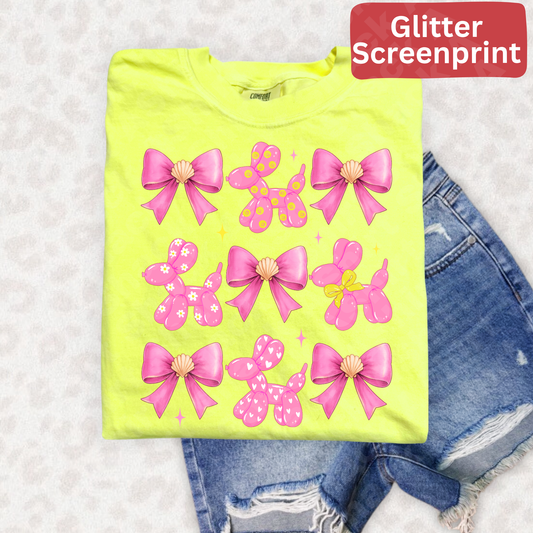 234 balloon dog bows (Glitter screenprint)
