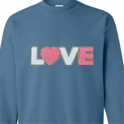 Love, Pink and White Chenille Patch