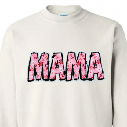 Mama, Pink XO, Chenille Patch