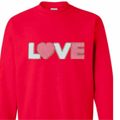 Love, Pink and White Chenille Patch