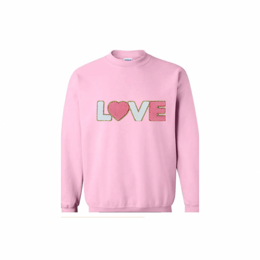 Love, Pink and White Chenille Patch