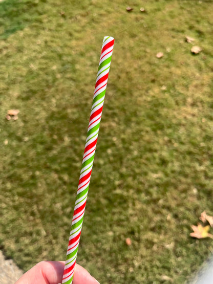 Red and Green Swirl Straw
