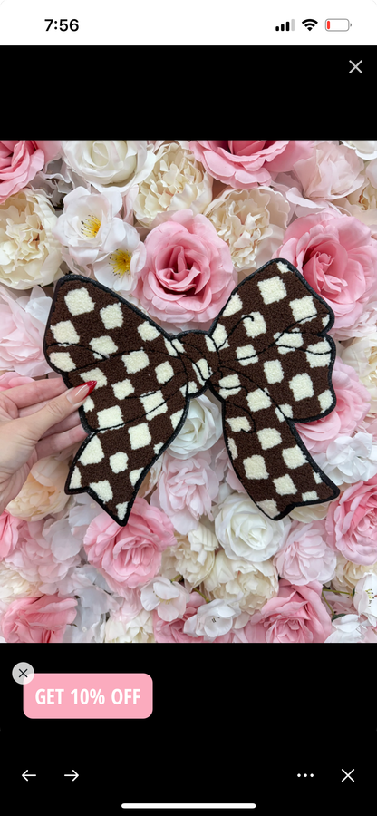 Brown & Ivory Checkered Bow