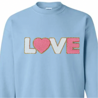 Love, Pink and White Chenille Patch