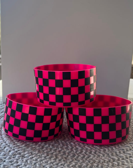Pink & Black Checkered-Tumbler Boot