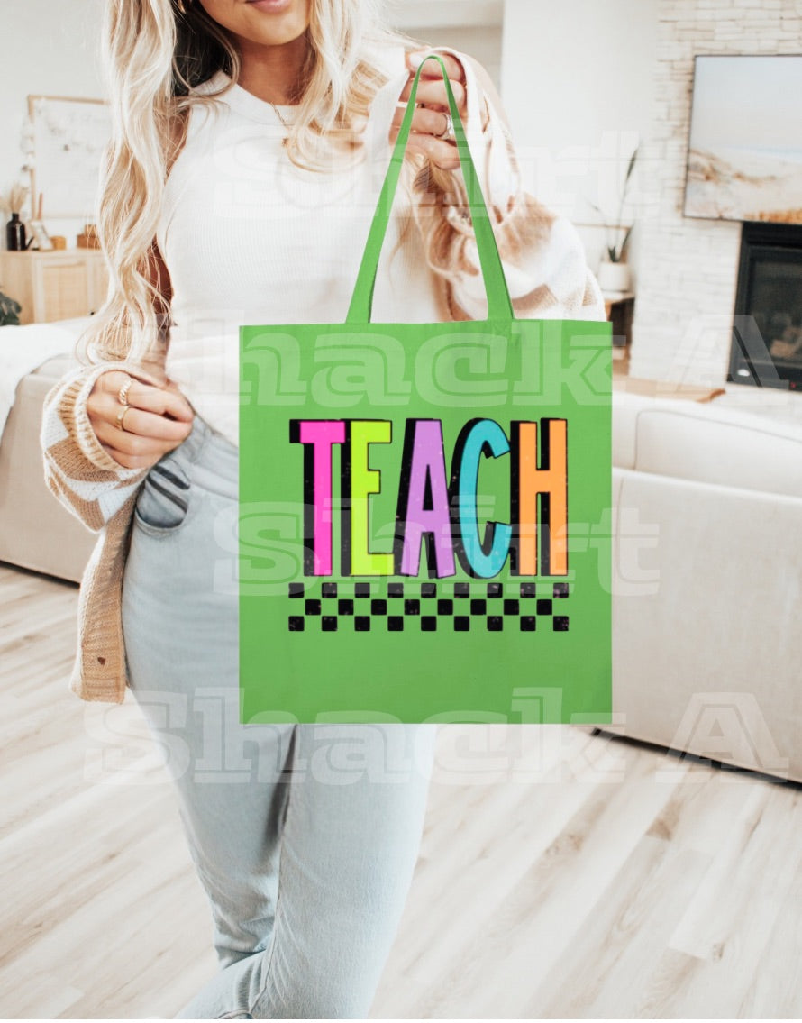 Teach Checkered, Small Tote Bag