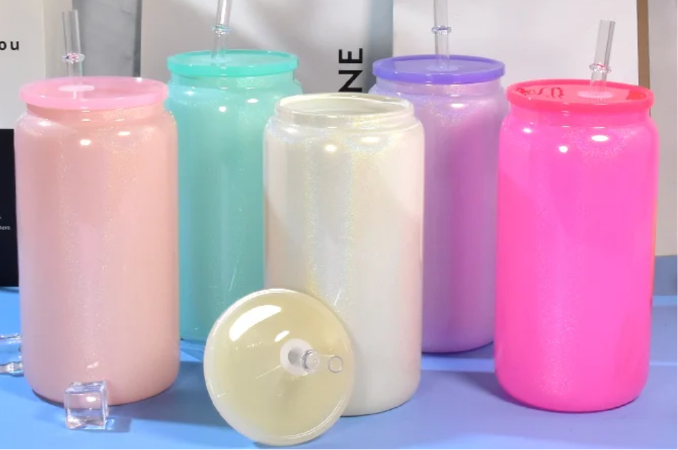 16oz Shimmer Glass Cup with Acrylic—Blank Cup