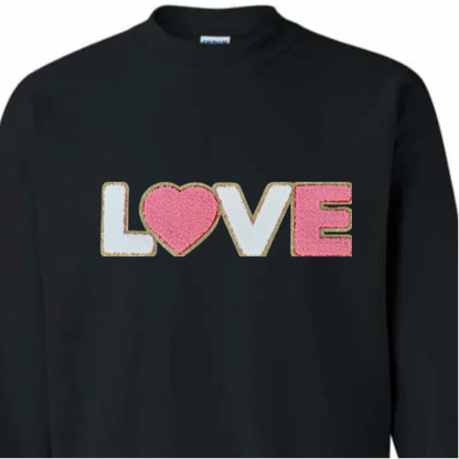 Love, Pink and White Chenille Patch