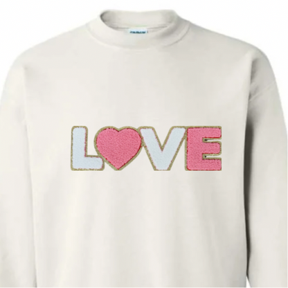 Love, Pink and White Chenille Patch