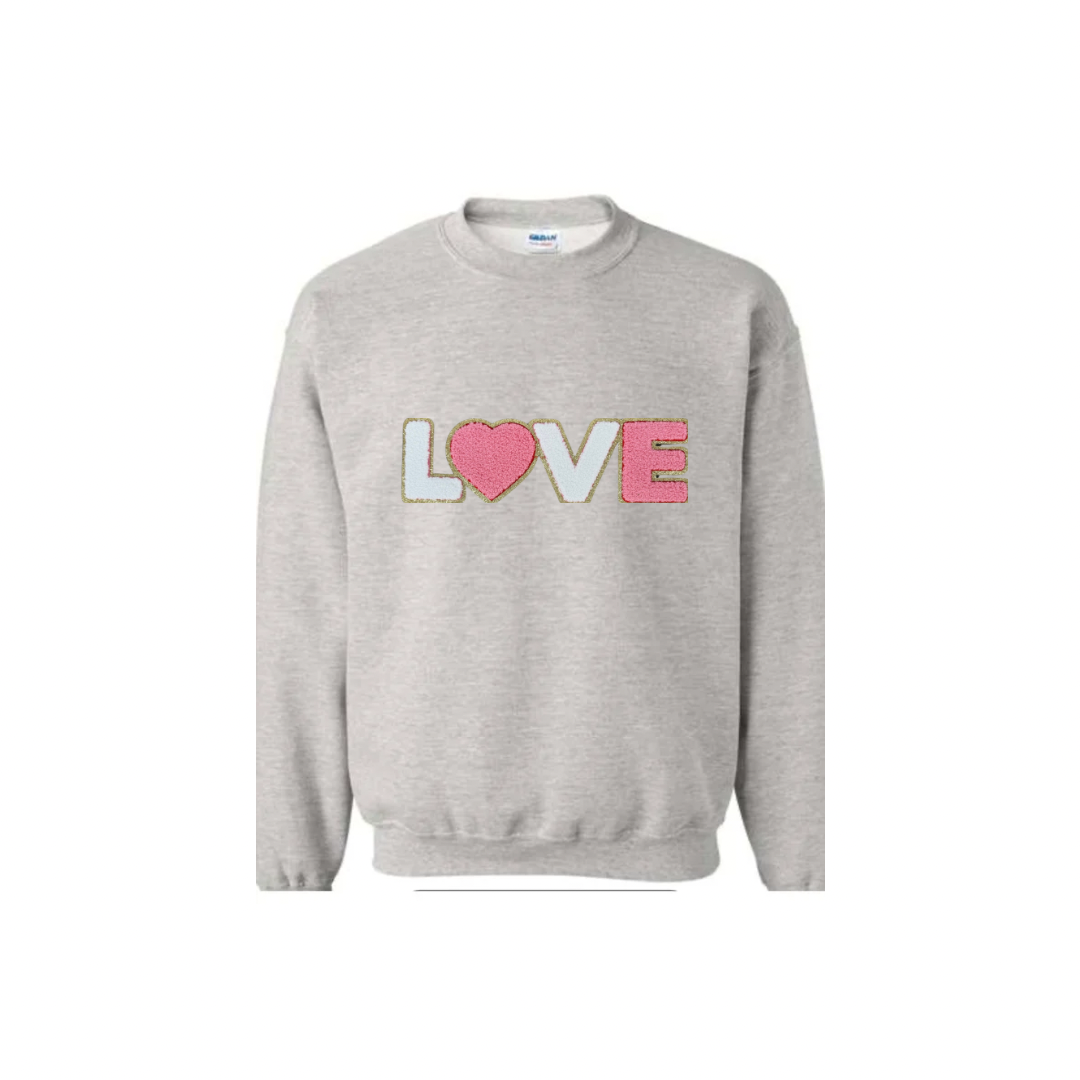 Love, Pink and White Chenille Patch