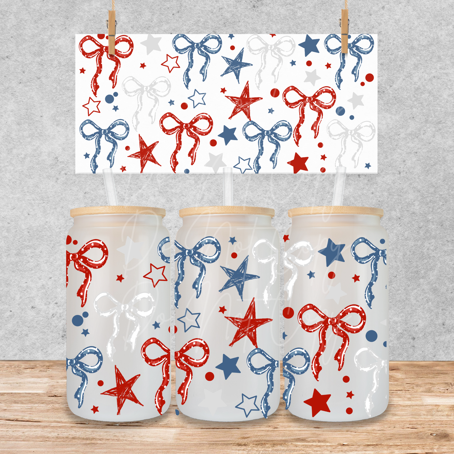 A5 red white and blue bows￼