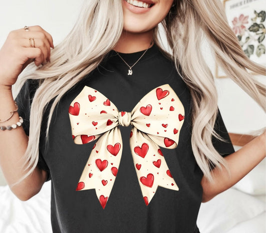 White Bow with Hearts