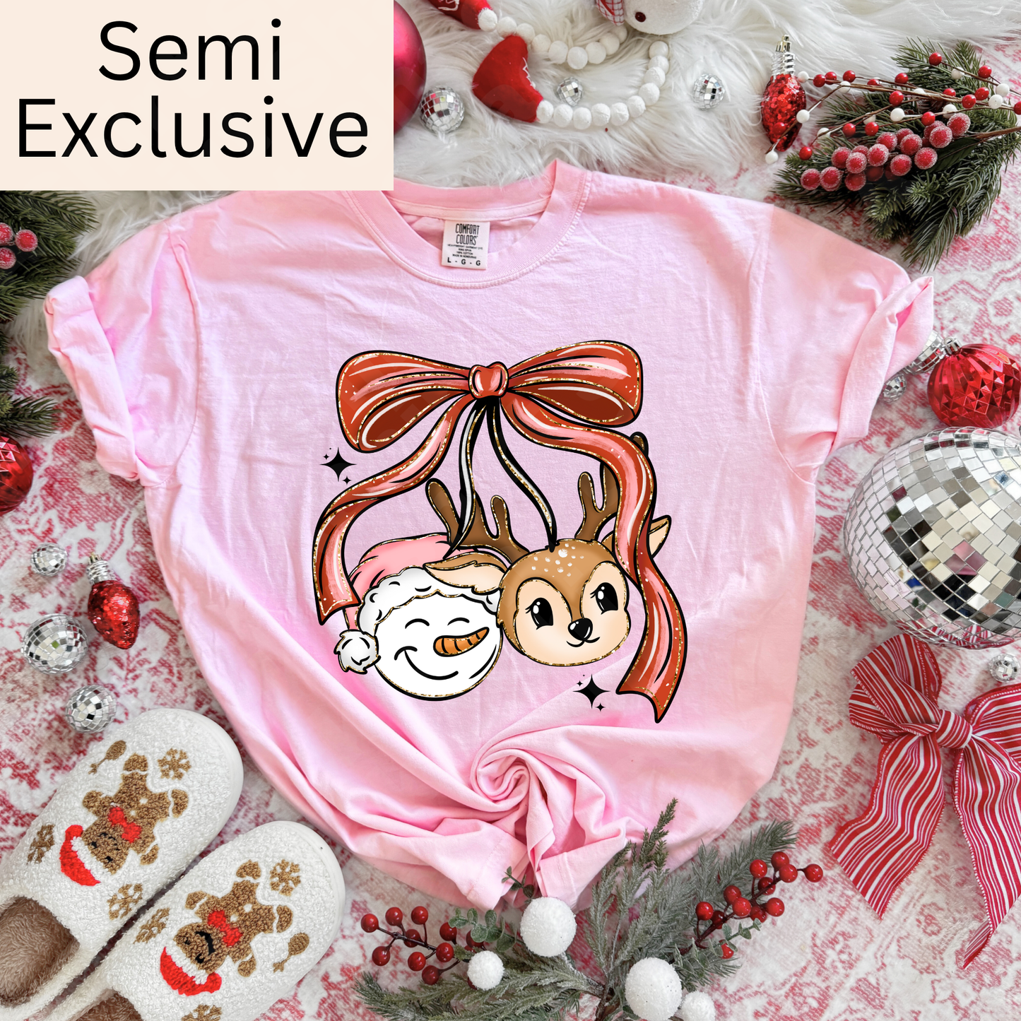 20E snowman and reindeer bow (Semi Exclusive)￼