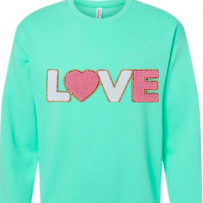 Love, Pink and White Chenille Patch
