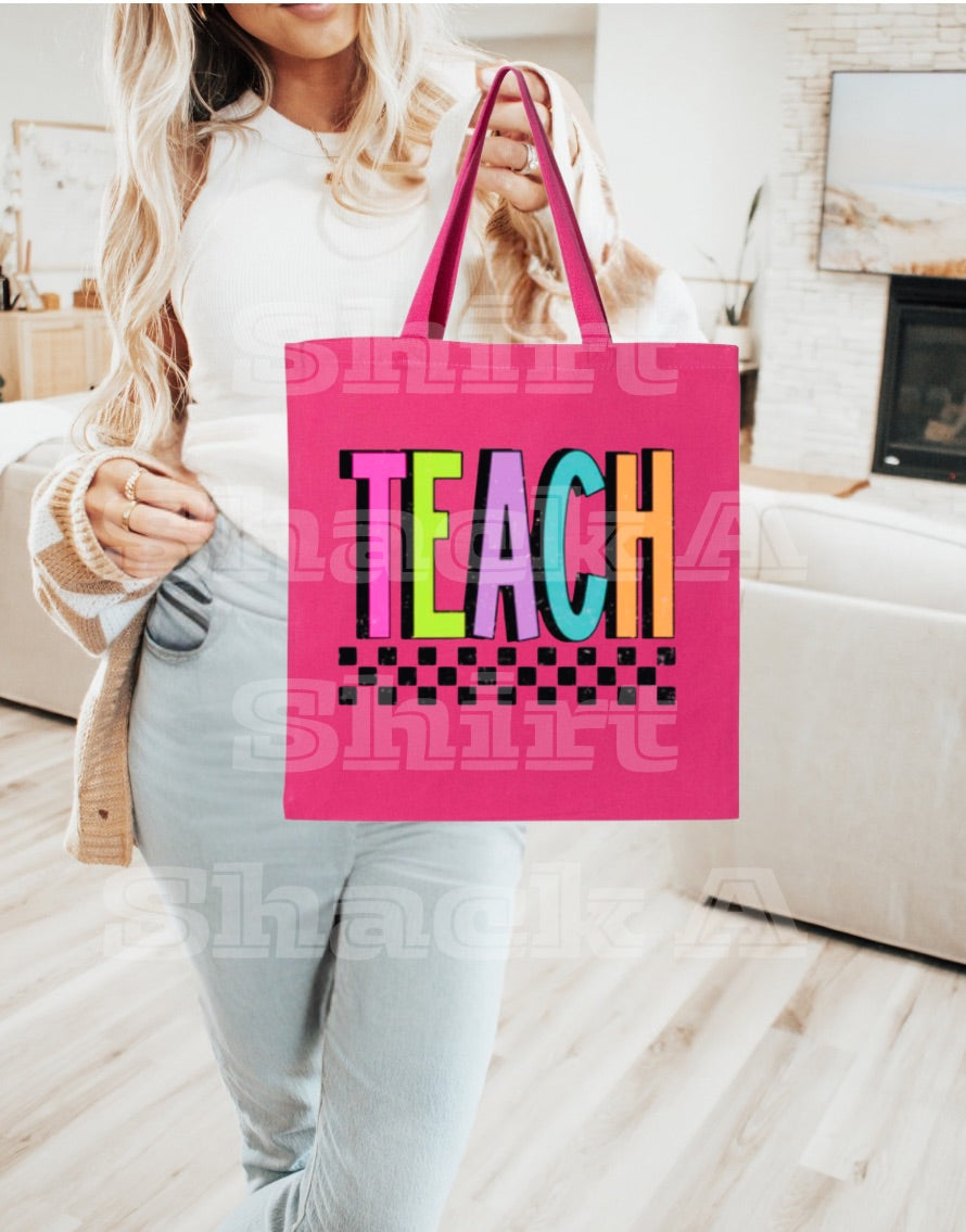 Teach Checkered, Small Tote Bag