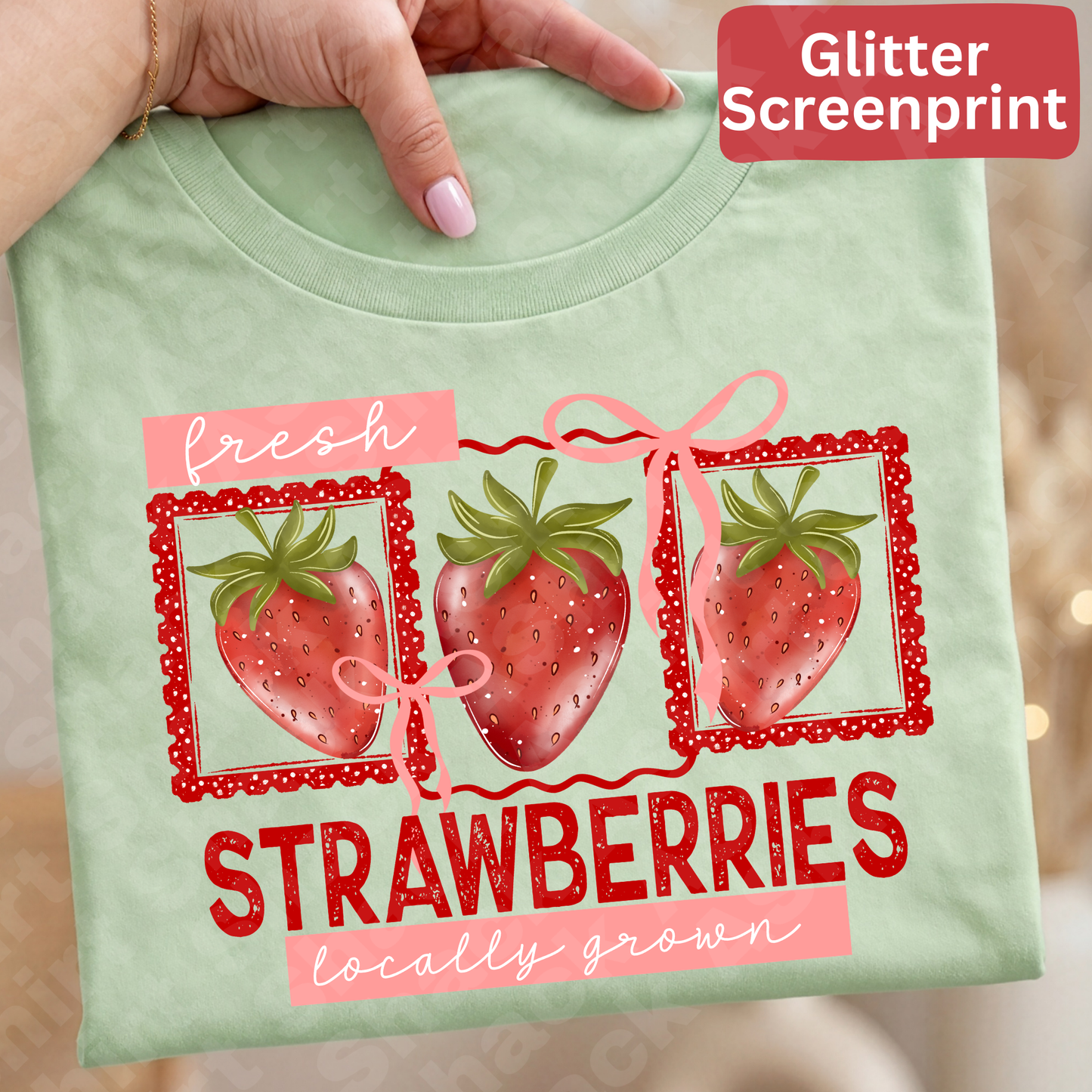 234 Strawberries (Glitter Screenprint)