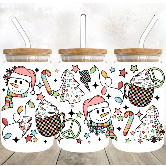 372 Checkered Snowman & Mugs