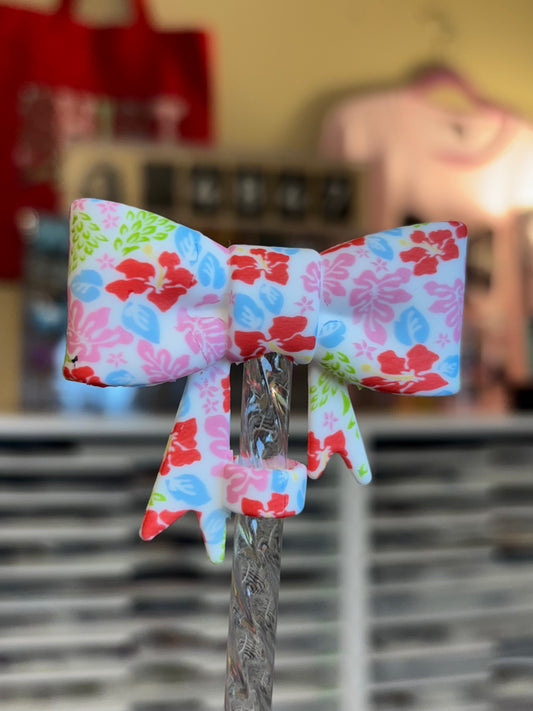 Hibiscus Flower-Bow Straw Topper
