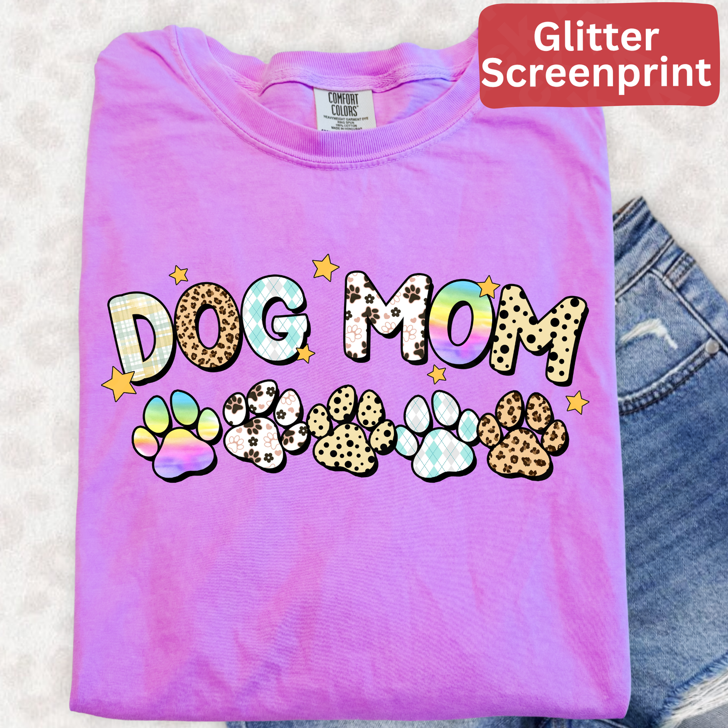 24B dog mom (Glitter screenprint)