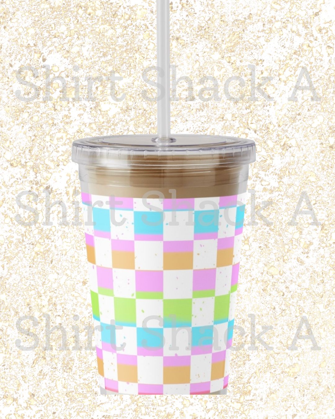 Multi Color Checked Coffee Koozie